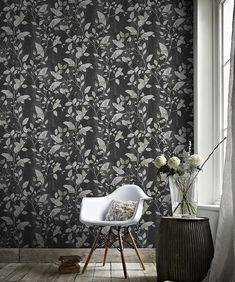 Tapeta czarna kwiaty Japan Black 105984