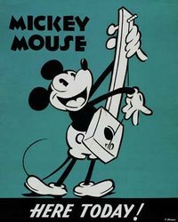 Myszka Mickey z gitarą vintage obraz 50x40 OZ70-168