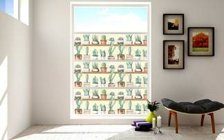 Folia okienna statyczna kaktusy 67cmx15m G-14150