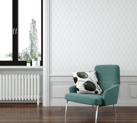 Tapeta biało srebrna geometryczna art deco 104121